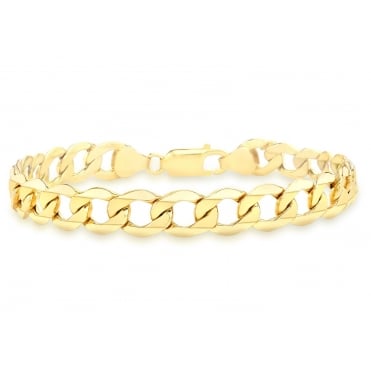 9ct Gold Mens Open Diamond Cut Curb Bracelet