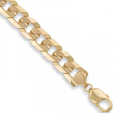 9ct Gold Mens Open Diamond Cut Heavy Curb Bracelet