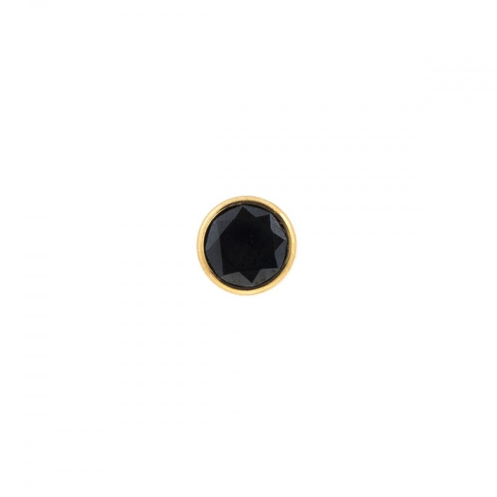 thumbnail image 2 of Men's 925 Sterling Silver 9mm Round Cubic Zirconia Black Earring Unisex Stud 2 of 5