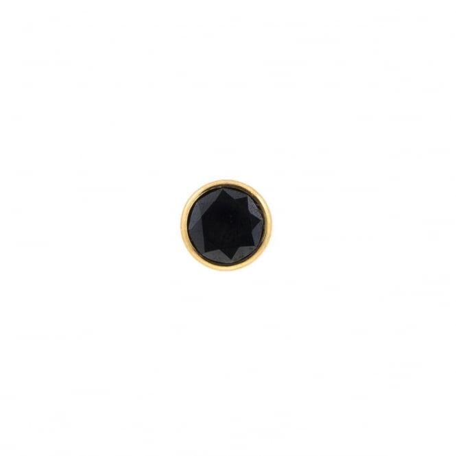 Eternity 9ct Gold Mens Round Black Stone Single Stud Earring