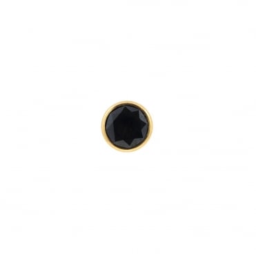 9ct Gold Mens Round Black Stone Single Stud Earring