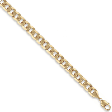 9ct Gold Mens Solid Diamond Cut Open Curb Bracelet