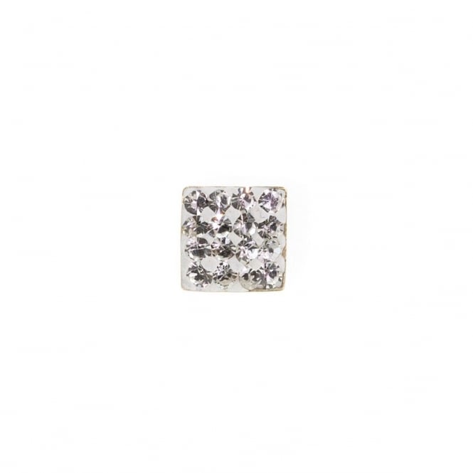 Eternity 9ct Gold Mens Square Crystal Set Single Stud Earring