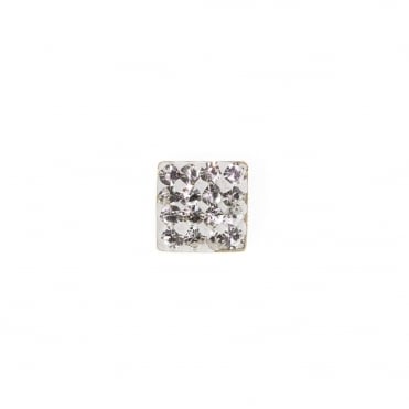 9ct Gold Mens Square Crystal Set Single Stud Earring