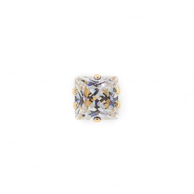 Eternity 9ct Gold Mens Square Cubic Zirconia Single Stud Earring