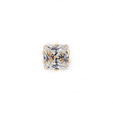 9ct Gold Mens Square Cubic Zirconia Single Stud Earring