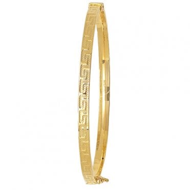 9ct Gold Oval Greek Key Bangle