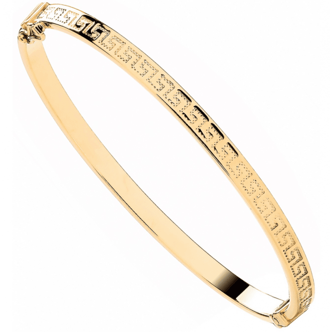 Eternity 9ct Gold Oval Greek Key Design Bangle