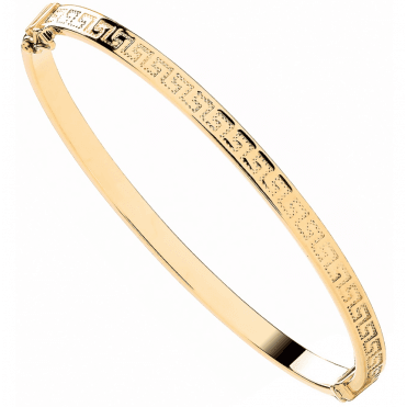 9ct Gold Oval Greek Key Design Bangle