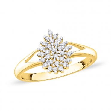 9ct Gold Pear Shaped Diamond Cluster Ring