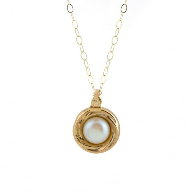Eternity 9ct Gold Pearl Set in Gold Pendant and 16'' Trace Chain