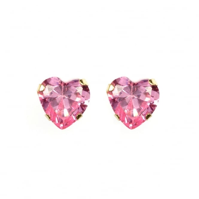 Eternity 9ct Gold Pink Cubic Zirconia Heart Stud Earring