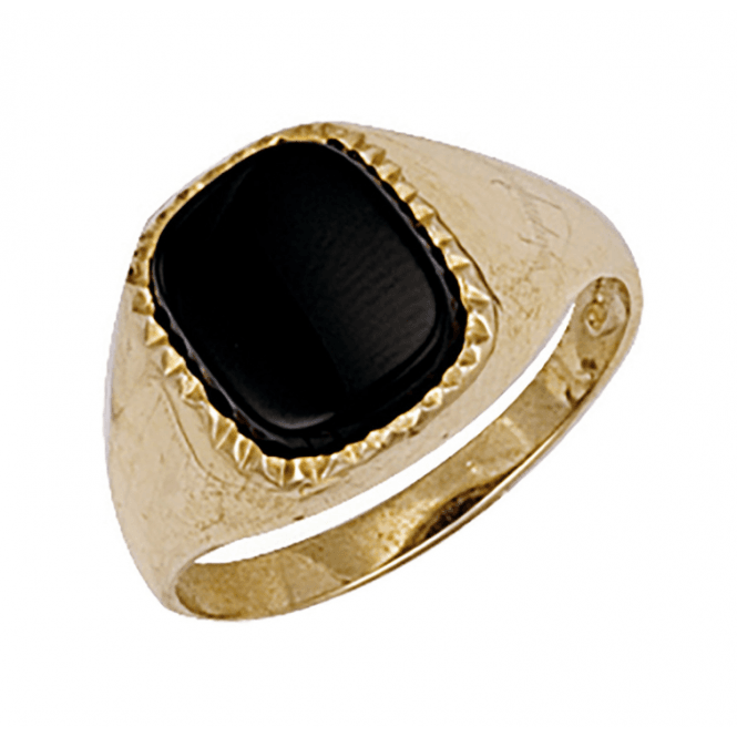 Eternity 9ct Gold Plain Onyx Cushion Ring Size R
