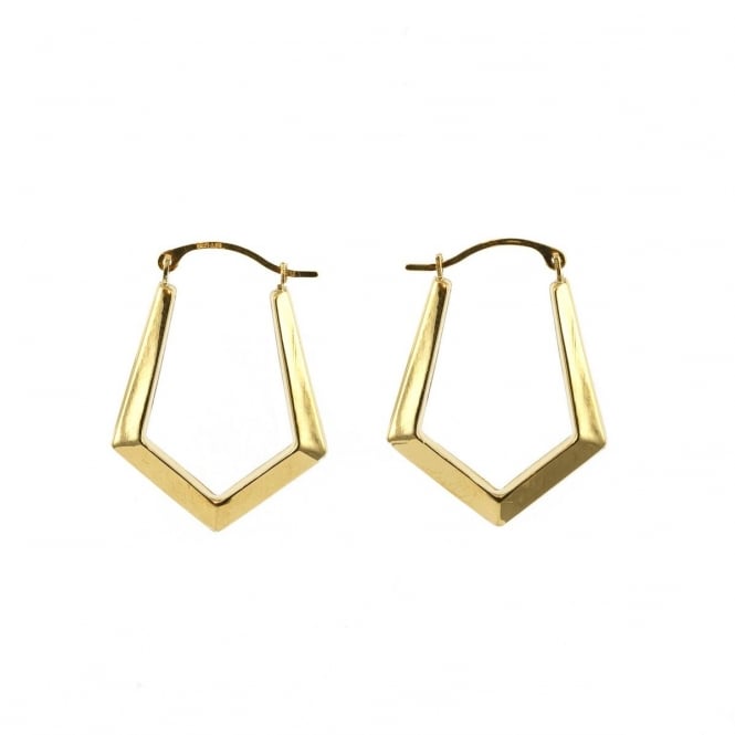 Eternity 9ct Gold Polished Pentagonal Creole Hoop Earrings