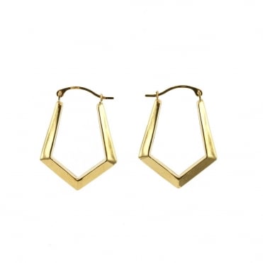 9ct Gold Polished Pentagonal Creole Hoop Earrings