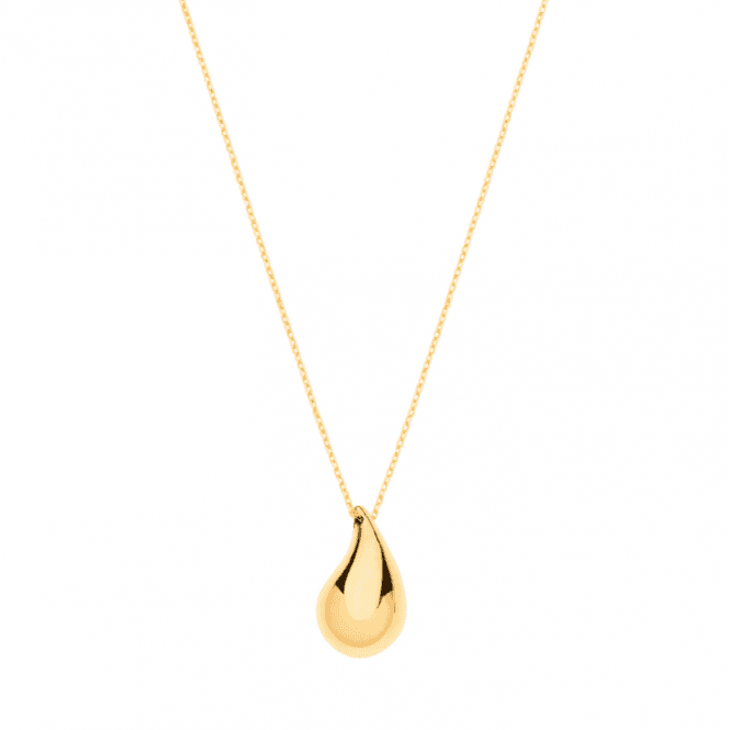 Eternity 9ct Gold Puffed Tear Drop Pendant & Chain