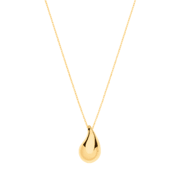 9ct Gold Puffed Tear Drop Pendant & Chain