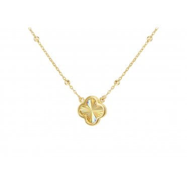 9ct Gold Rainbow Clover Pendant & 16/18" Chain