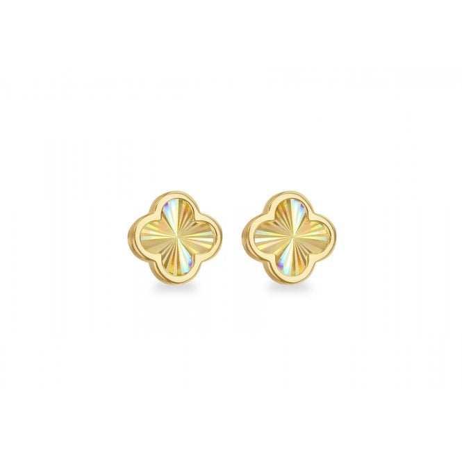Eternity 9ct Gold Rainbow Clover Stud Earrings