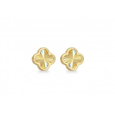 9ct Gold Rainbow Clover Stud Earrings