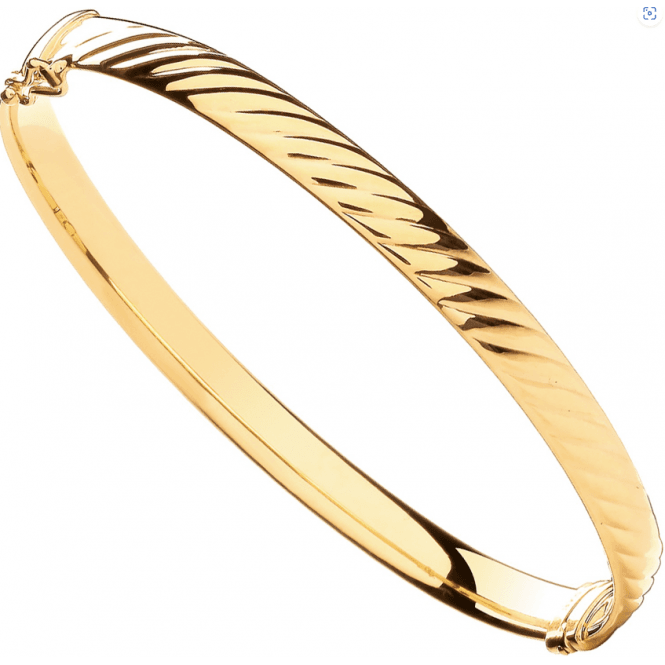 Eternity 9ct Gold Ribbed Oval Bangle