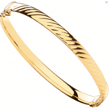 9ct Gold Ribbed Oval Bangle