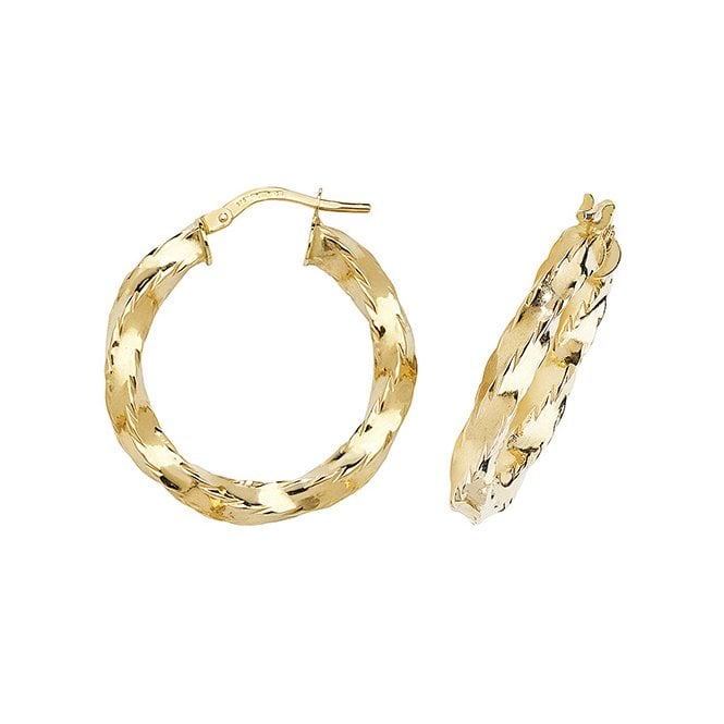 Eternity 9ct Gold Round 27mm Chunky Creole Hoop Earrings