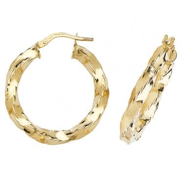 9ct Gold Round 27mm Chunky Creole Hoop Earrings