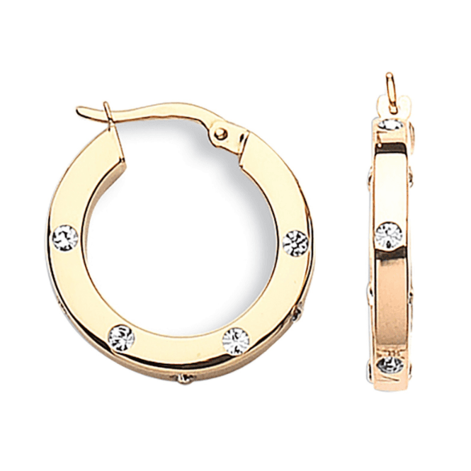 Eternity 9ct Gold Round Medium Cubic Zirconia Creole Hoop Earrings