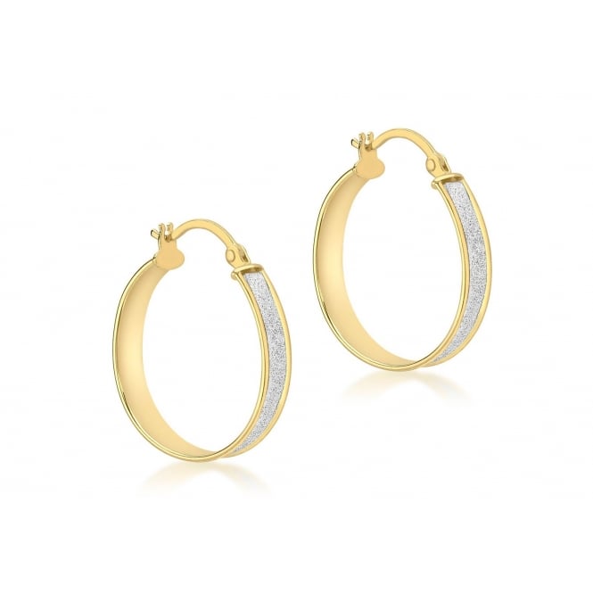 Eternity 9ct Gold Round Stardust Creole Hoop Earrings