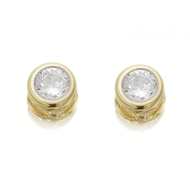 Eternity 9ct Gold Rubover Cubic Zirconia Stud Earrings