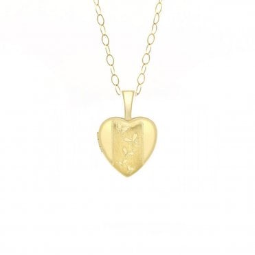 9ct Gold Small Butterfly Heart Locket and 16'' Chain