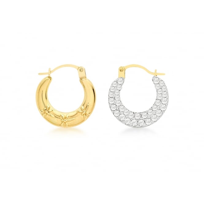 Eternity 9ct Gold Small Crystal Set Creole Hoop Earrings