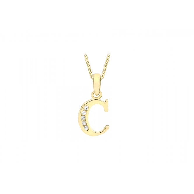 Eternity 9ct Gold Small Cubic Zirconia Initial C Pendant (Chain not included)
