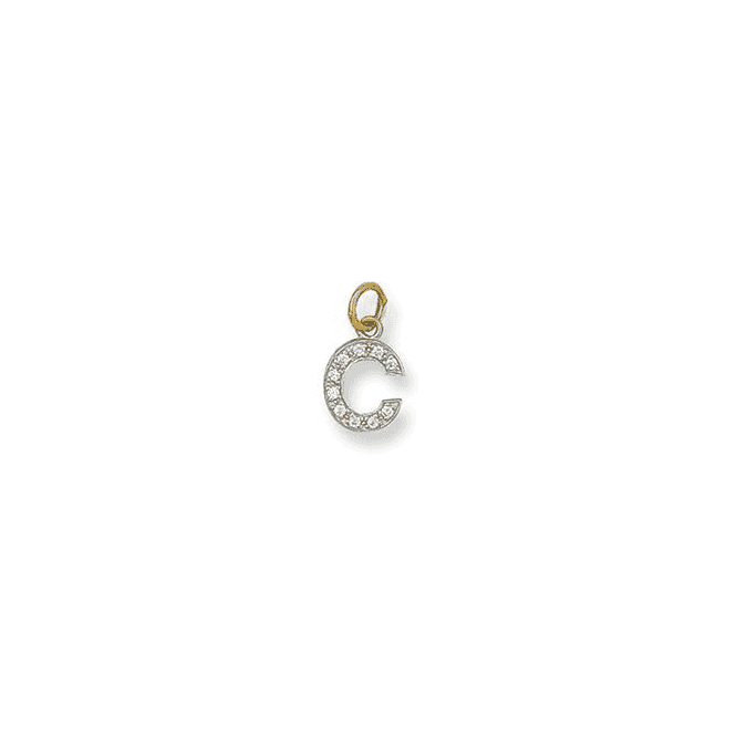 Eternity 9ct Gold Small Cubic Zirconia Initial C Pendant
