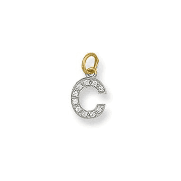 9ct Gold Small Cubic Zirconia Initial C Pendant
