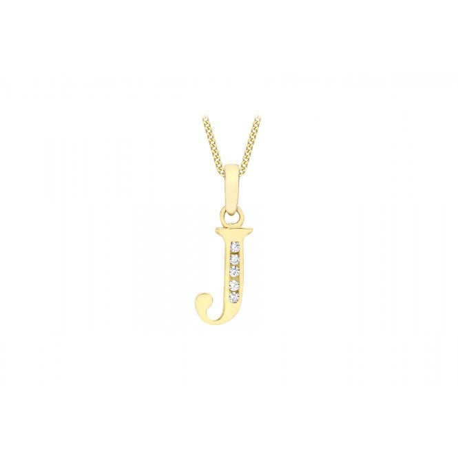 Eternity 9ct Gold Small Cubic Zirconia Initial J Pendant (Chain not included)
