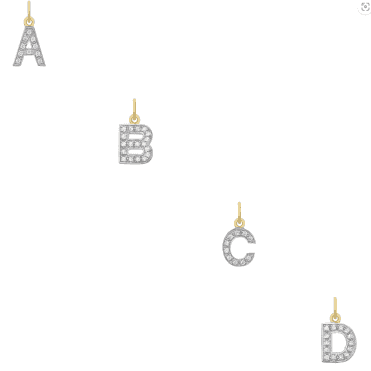 9ct Gold Small Cubic Zirconia Initial J Pendant