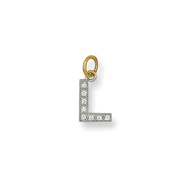 9ct Gold Small Cubic Zirconia Initial L Pendant