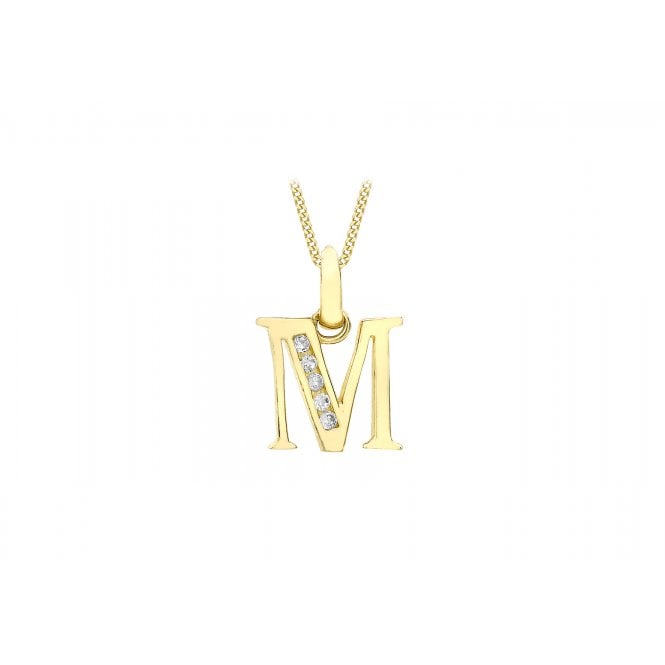 Eternity 9ct Gold Small Cubic Zirconia Initial M Pendant (Chain not included)