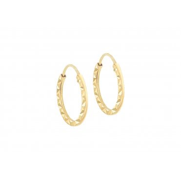 9ct Gold Small Kids/Babies Diamond Cut Hoop Earrings