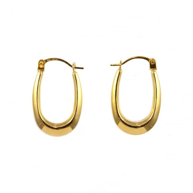 Eternity 9ct Gold Small Oval Polished Creole Hoop Earrings