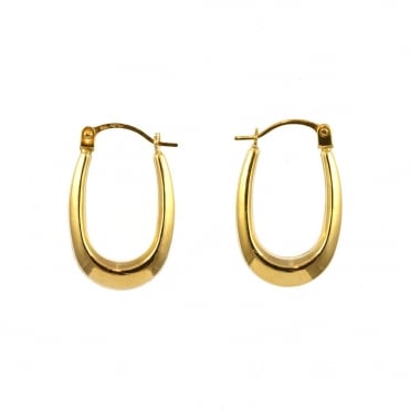 9ct Gold Small Oval Polished Creole Hoop Earrings