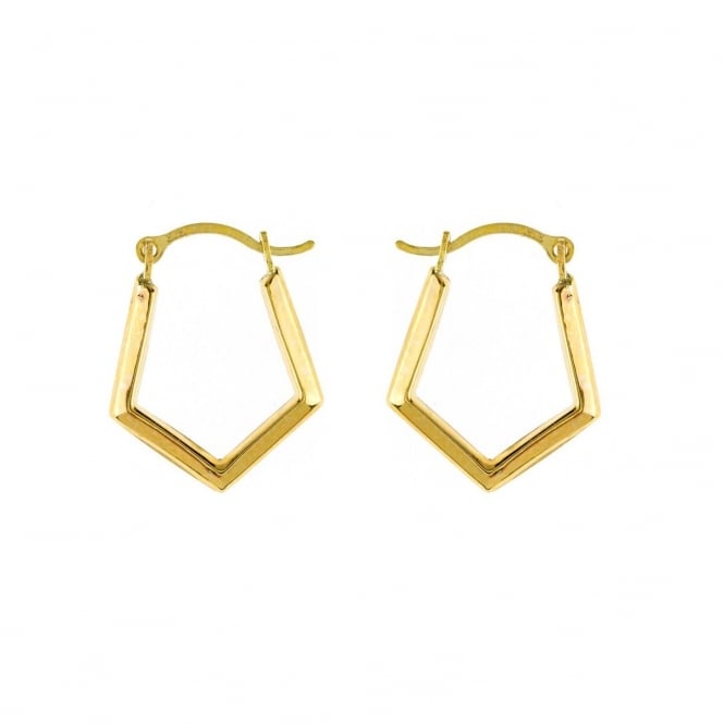 Eternity 9ct Gold Small Pentagonal Polished Creole Hoop Earrings