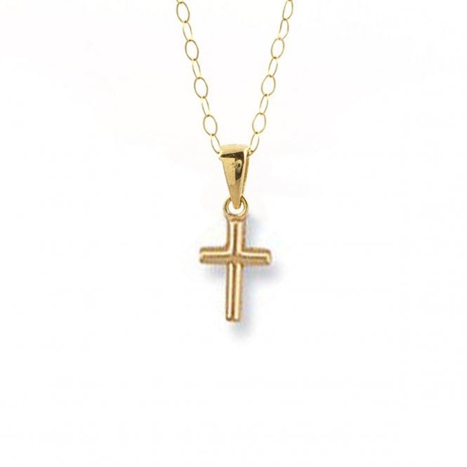 Eternity 9ct Gold Small Polished Cross Pendant and 16'' Chain
