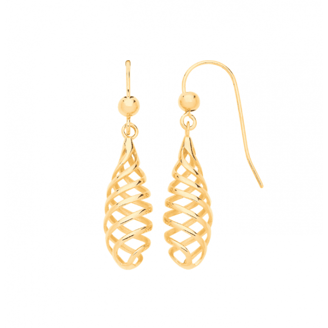 Eternity 9ct Gold Spiral Drop Earrings