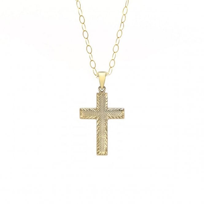 Eternity 9ct Gold Textured Cross and 16