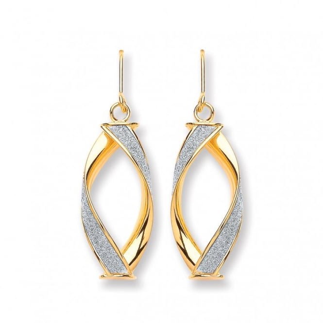 Eternity 9ct Gold Twist Moondust Drop Earrings