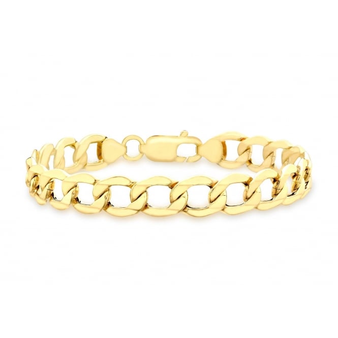 Eternity 9ct Gold Unisex 7 1/2'' Open Diamond Cut Curb Bracelet