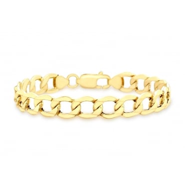 9ct Gold Unisex 7 1/2'' Open Diamond Cut Curb Bracelet